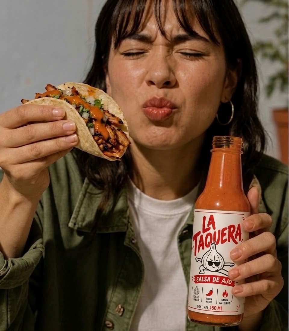 Comiendo un taco con Salsa La Taquera